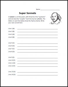 Sonnet Writing Worksheet Download