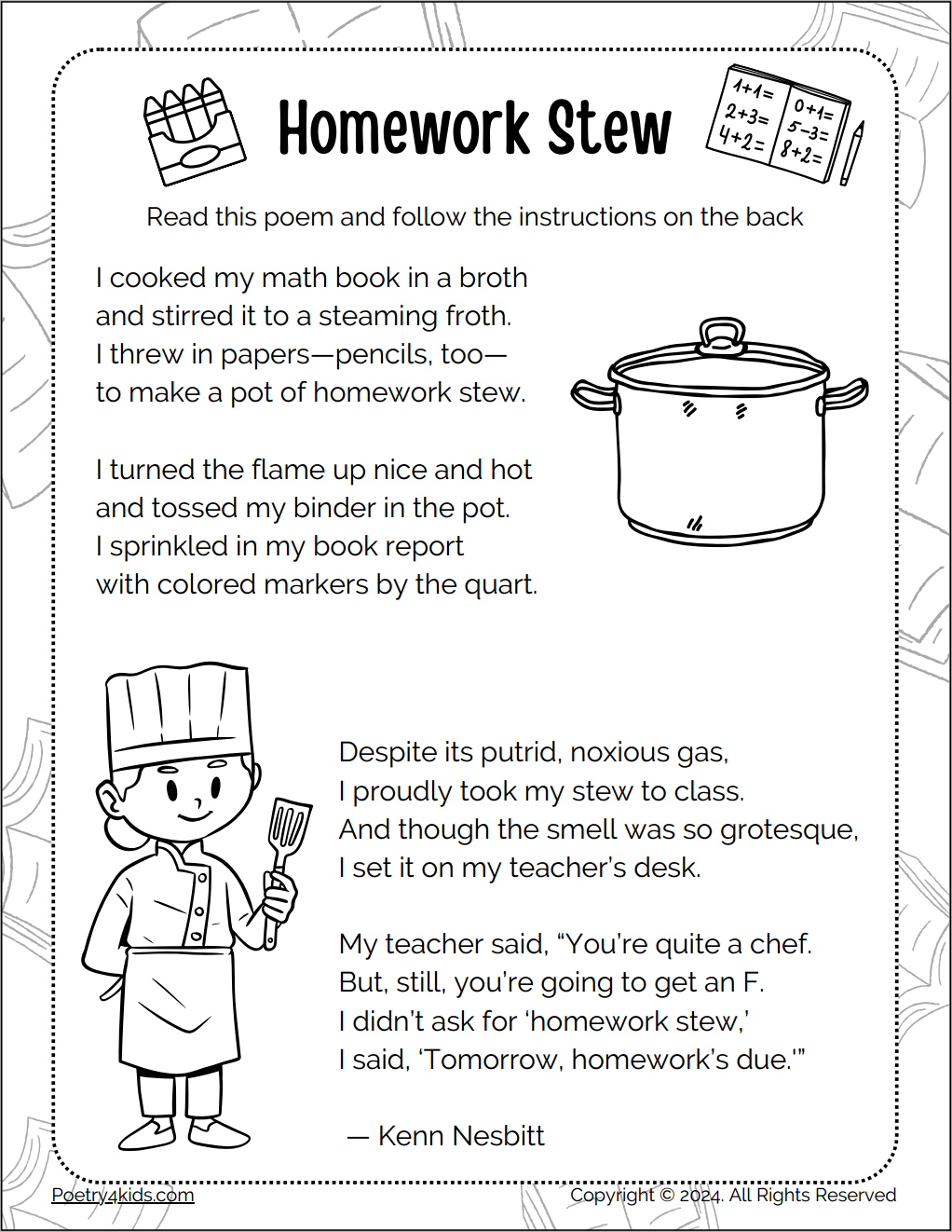 homework or homework poem