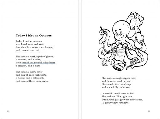 Page layout of Kenn Nesbitt poem Today I Met an Octopus