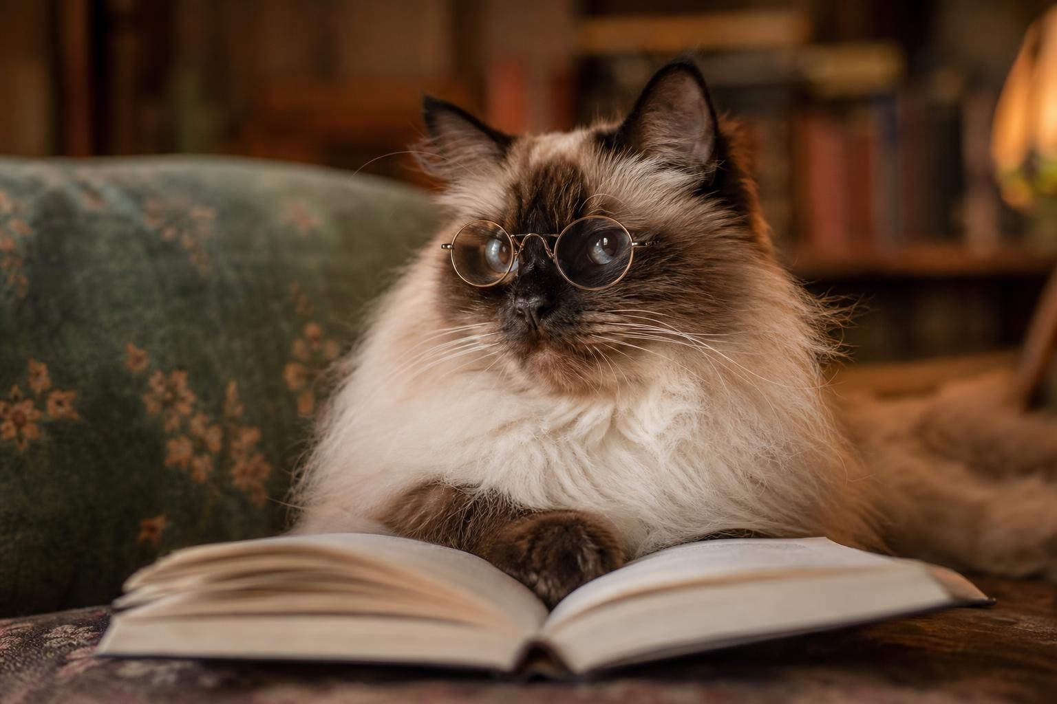 Weekly Children's Poetry Roundup - 2026-11-07 Cat with glasses reading a book