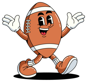Retro cartoon illustration of an American football